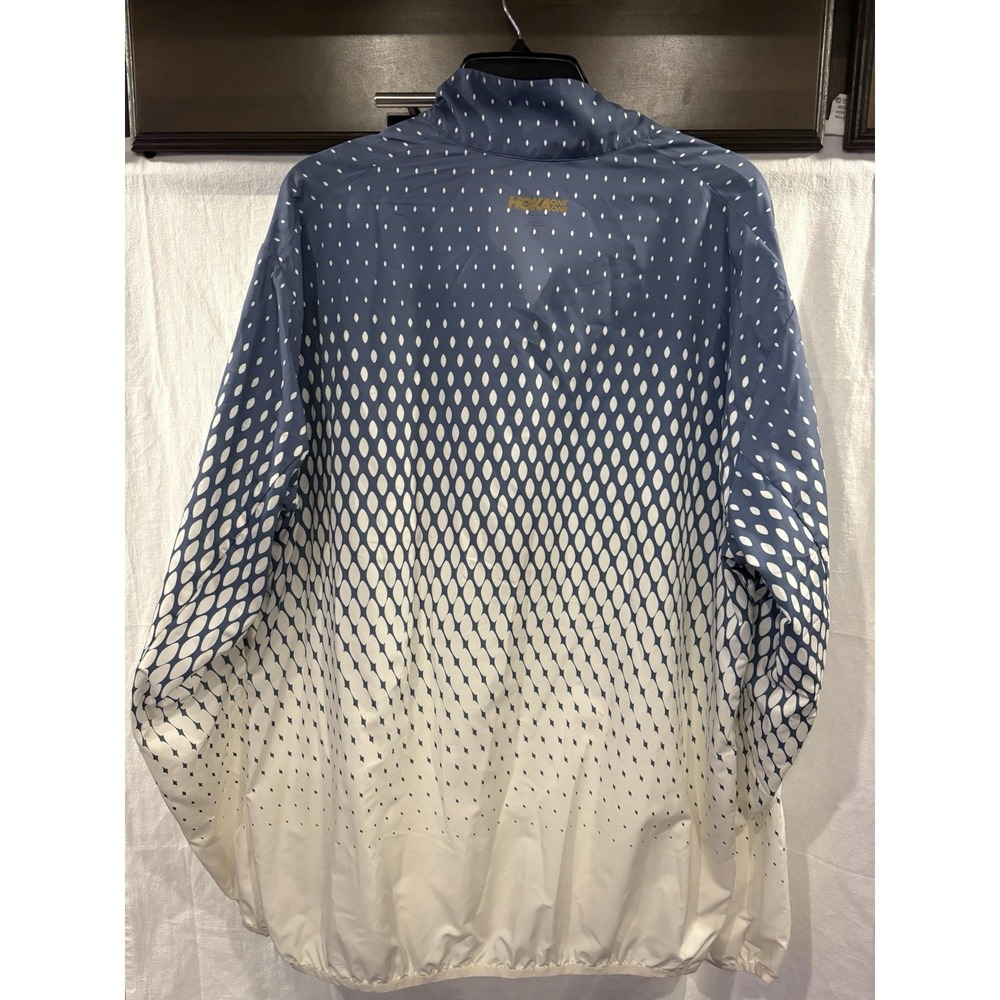 Hoka One One Men's Large Quarter Zip Running Windbreaker Jacket Blue White Light - Picture 6 of 7